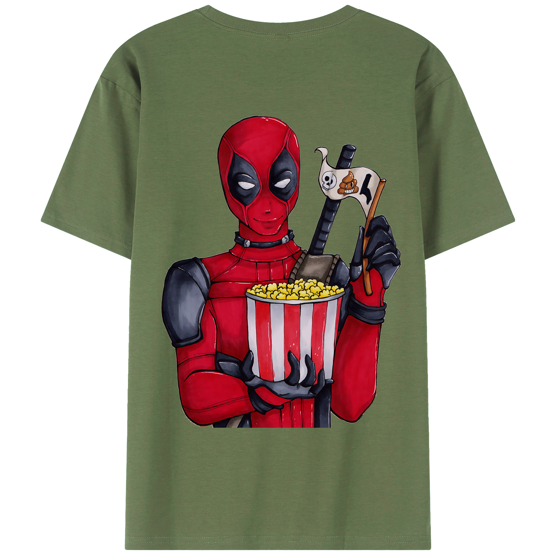 （画像用） Deadpool デッドプール 綿100％ メンズ半袖Tシャツ（バックプリント） 通気性